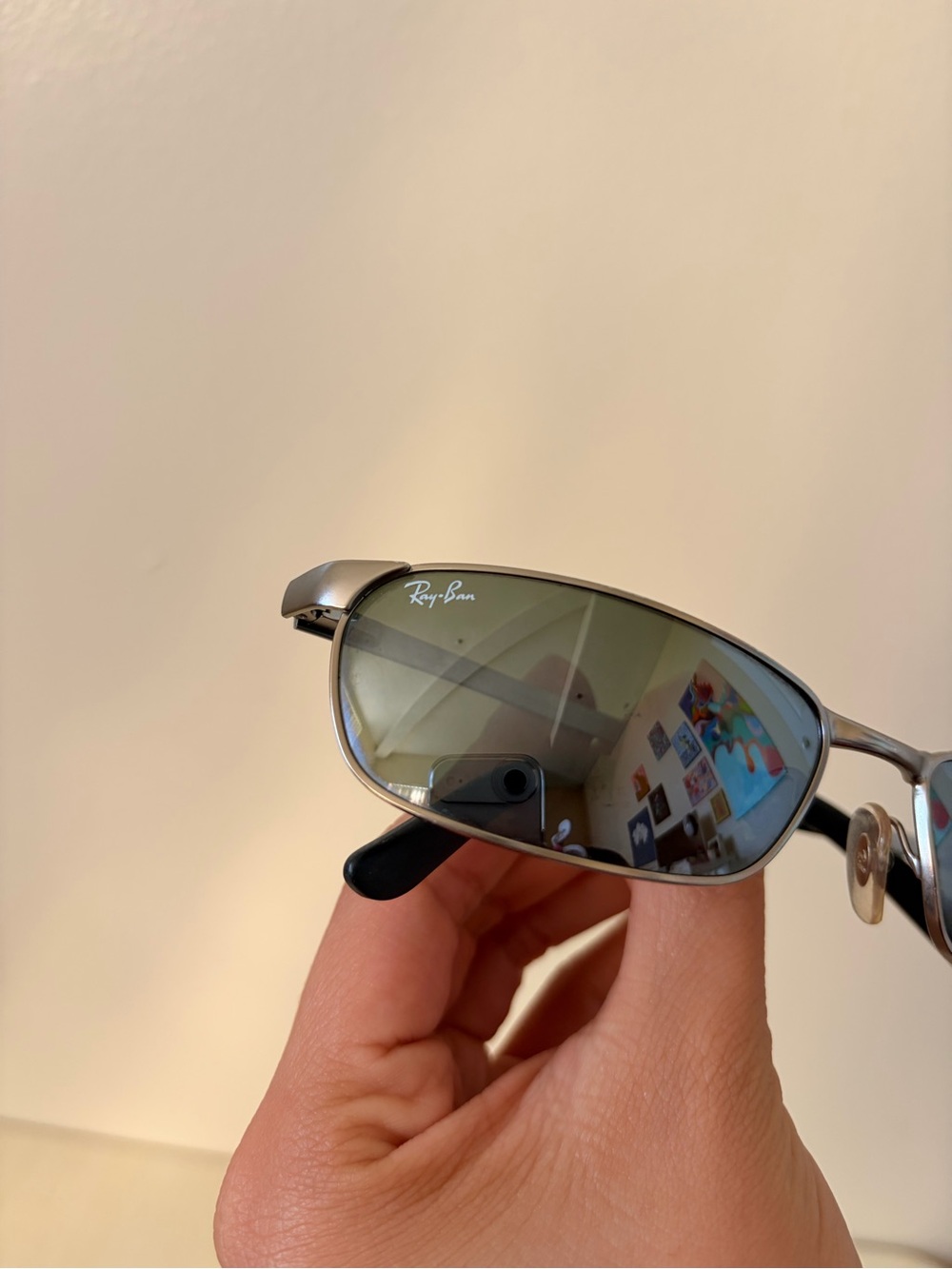 Vintage Ray-Ban Silver Rectangle Sunglasses Y2K Slim Metal Frame - Picture 3 of 7